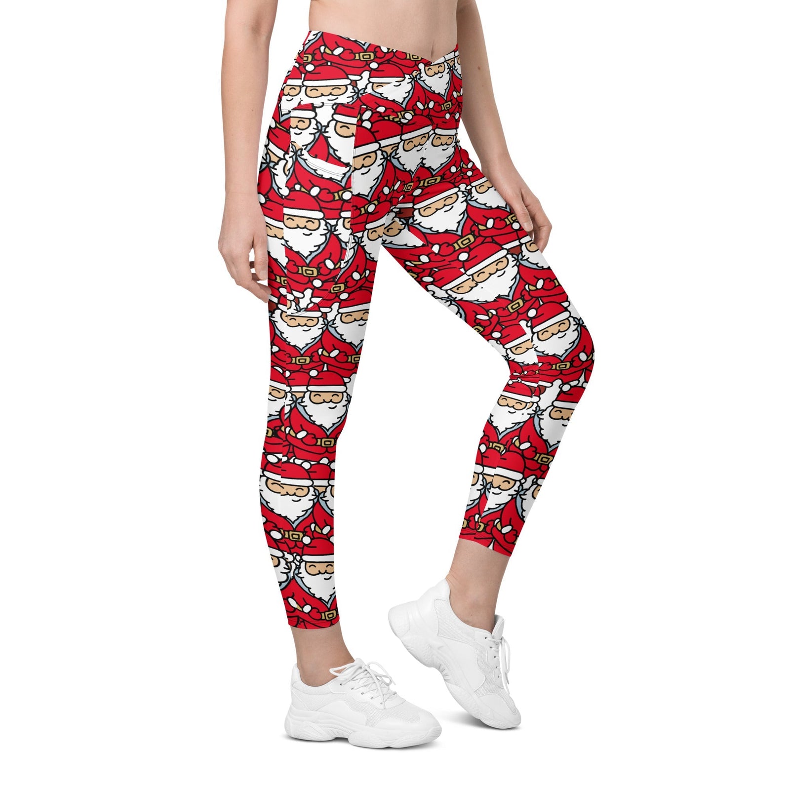 Cartoon Santa Crossover Leggings With Pockets: Women's Christmas ...