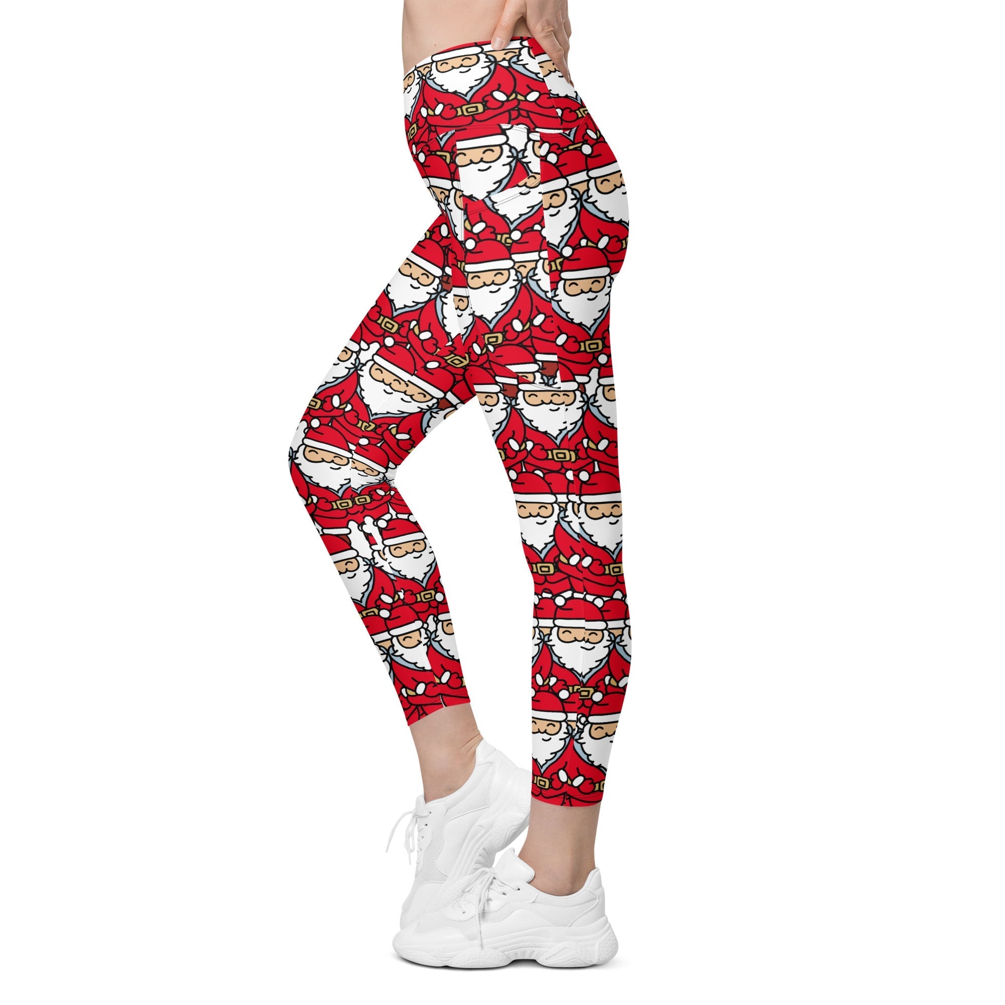 Cartoon Santa Crossover Leggings With Pockets