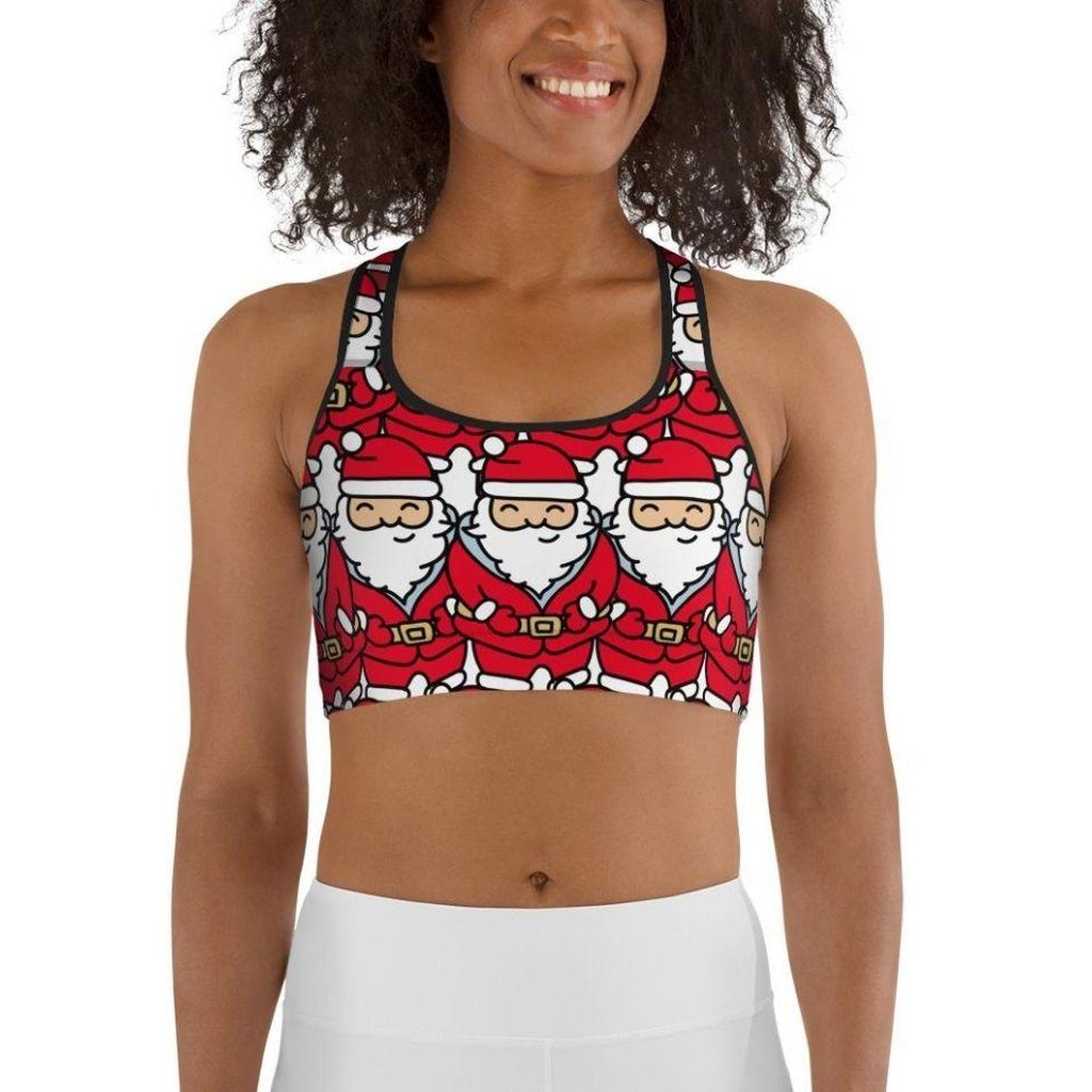 Cartoon Santa Sports Bra