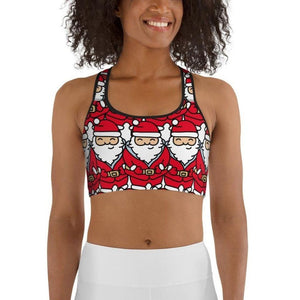 Cartoon Santa Sports Bra