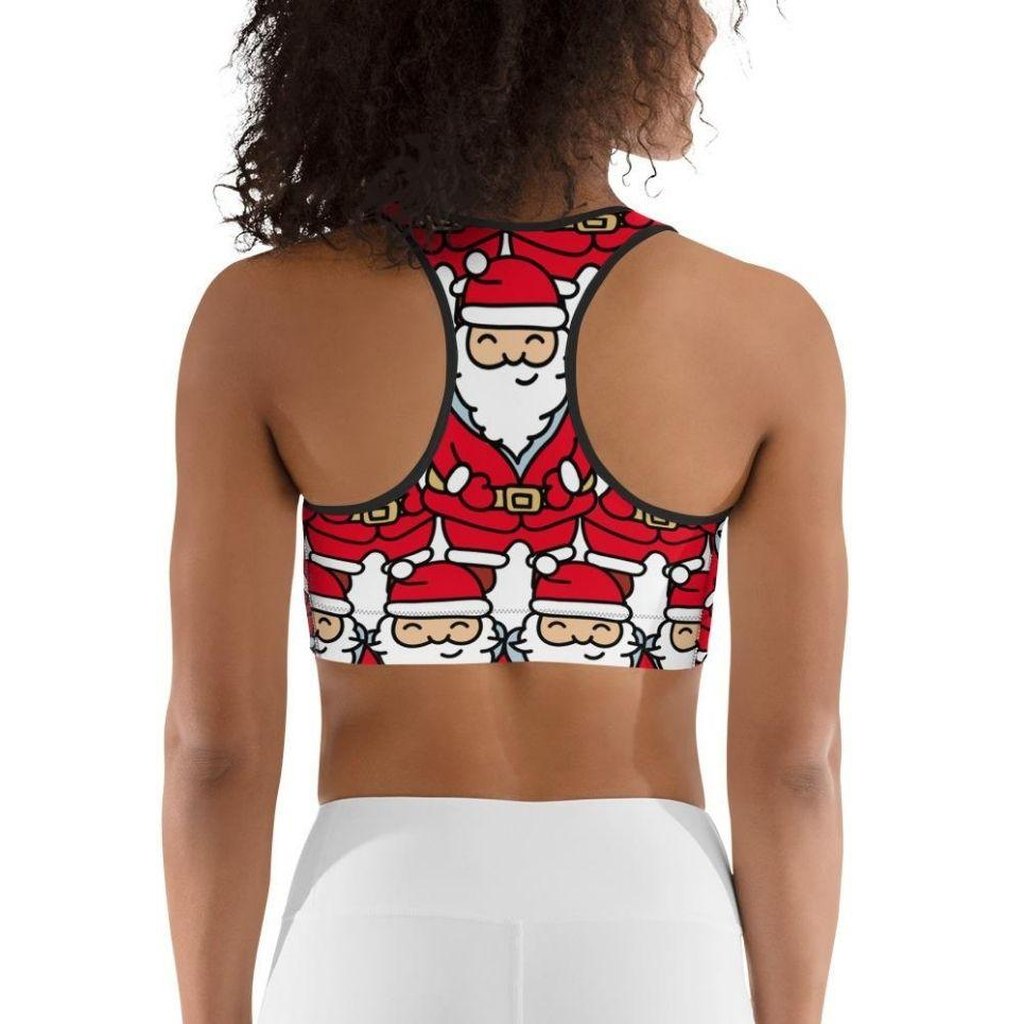Cartoon Santa Sports Bra
