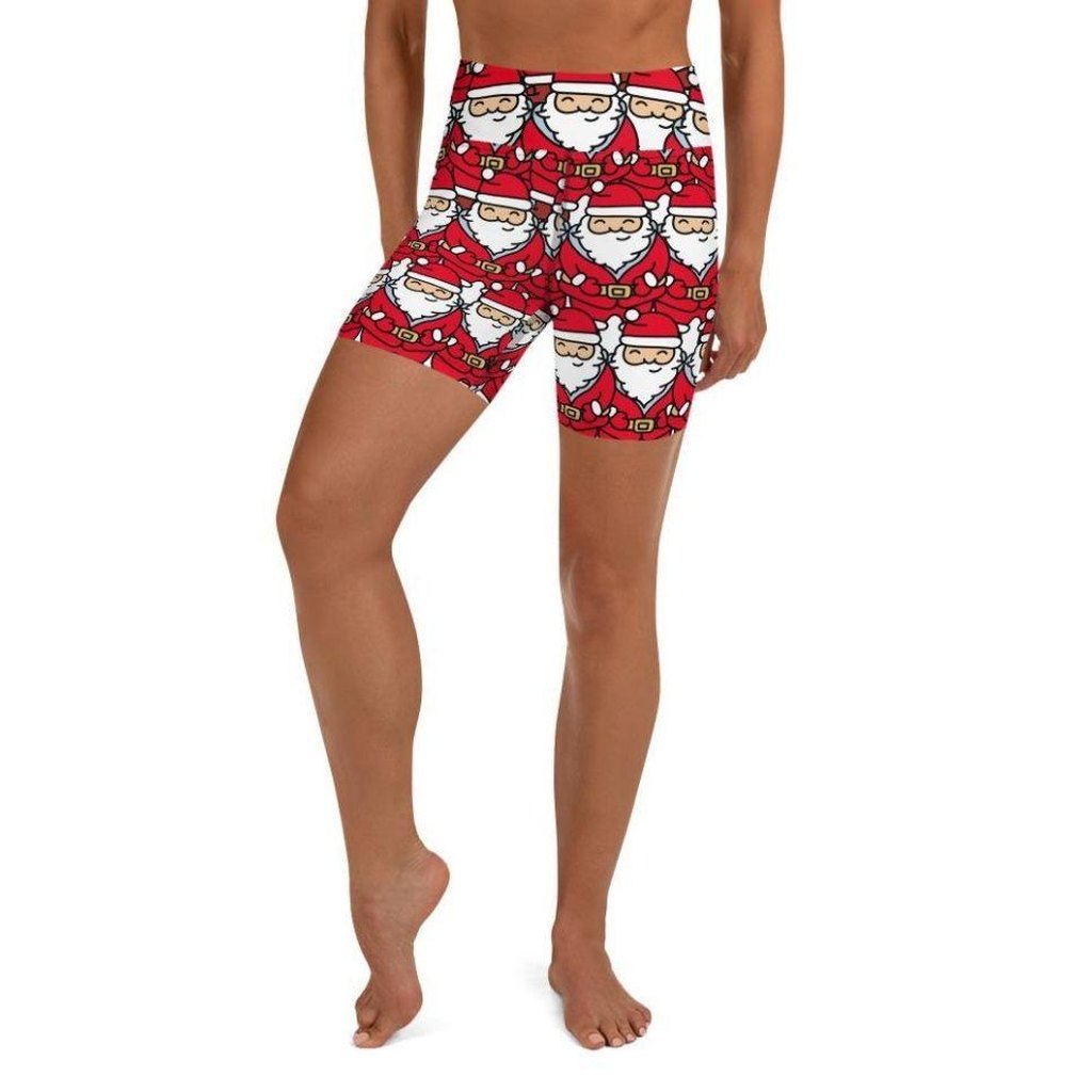 Cartoon Santa Yoga Shorts