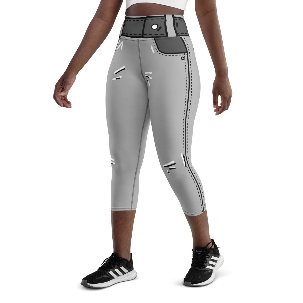Cartoonized Monochrome Yoga Capris