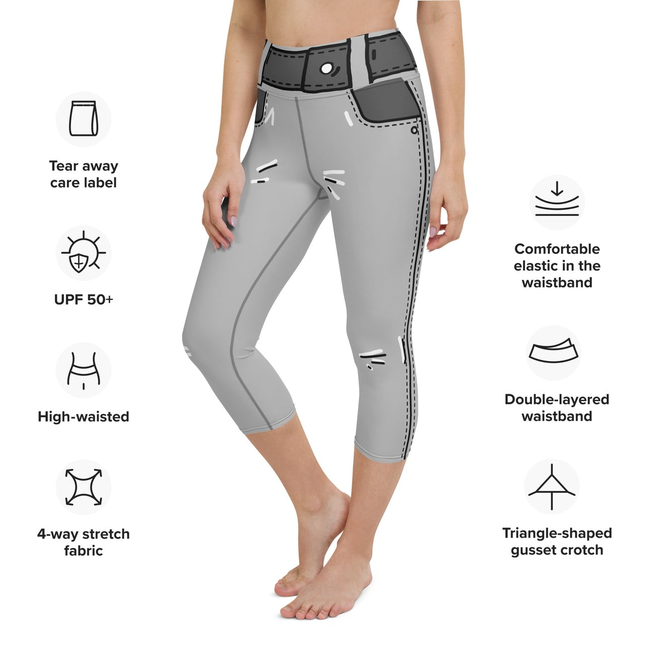 Cartoonized Monochrome Yoga Capris