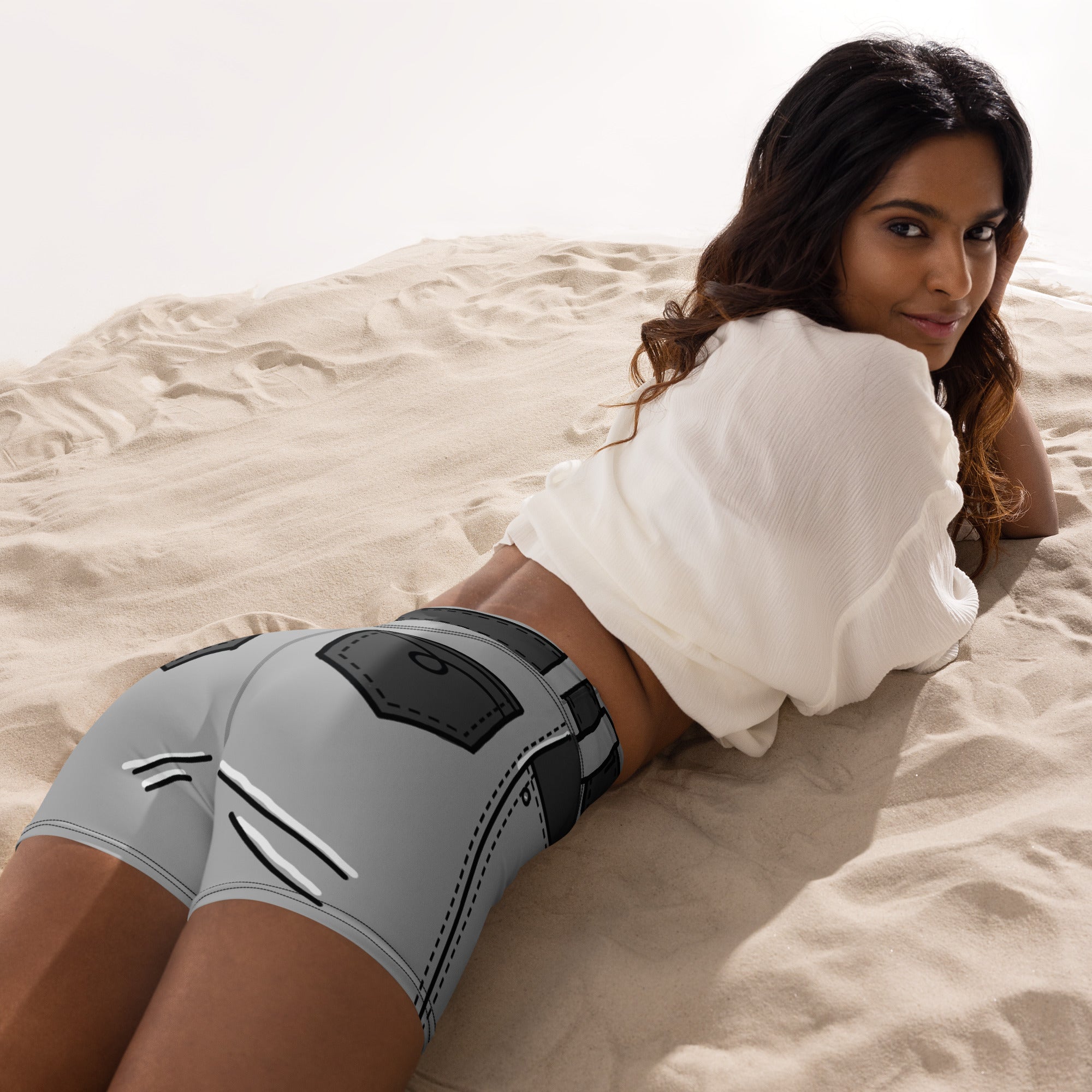 Cartoonized Monochrome Yoga Shorts