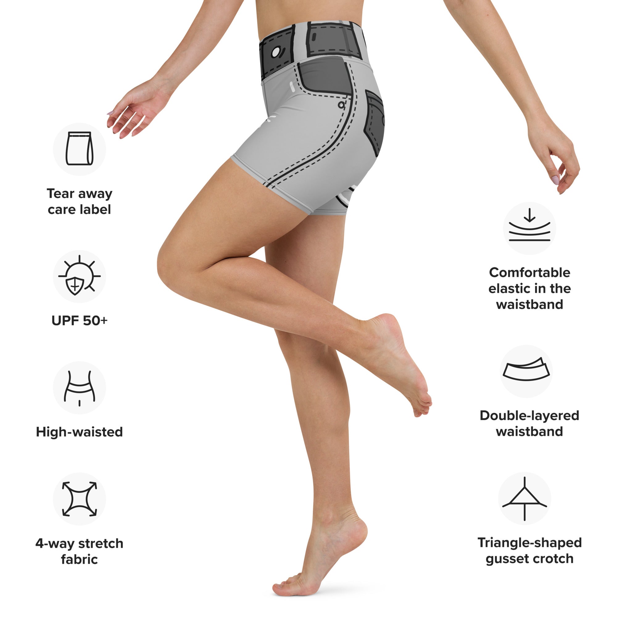 Cartoonized Monochrome Yoga Shorts