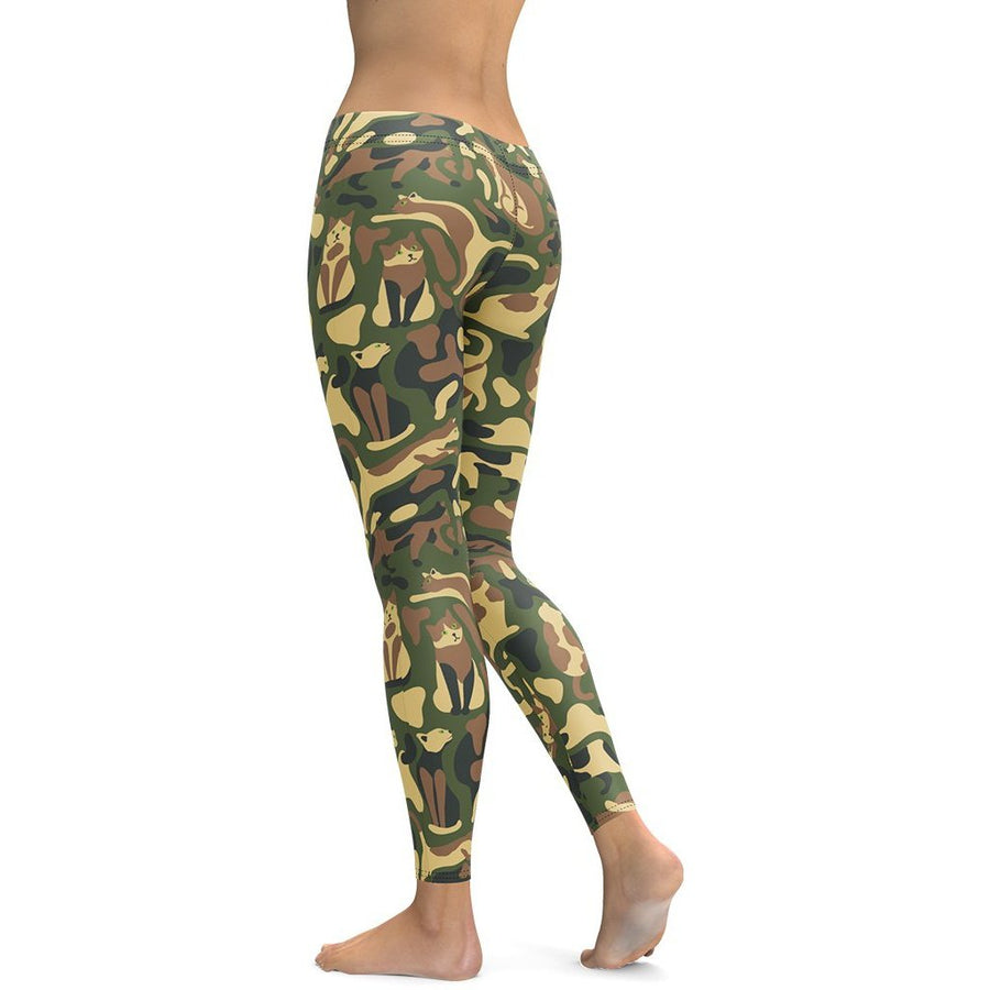 Whimsical Cat Inspired Printed Camo Leggings | FIERCEPULSE