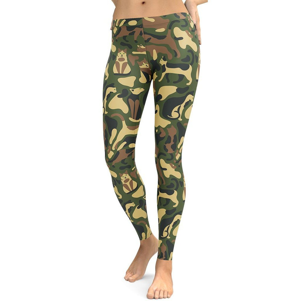 Whimsical Cat Inspired Printed Camo Leggings | FIERCEPULSE