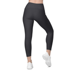 Charcoal Black Crossover Leggings With Pockets