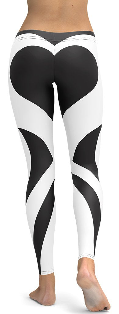 Charcoal Black & White Heart Shaped Leggings
