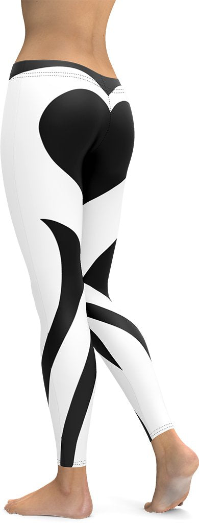 Charcoal Black & White Heart Shaped Leggings
