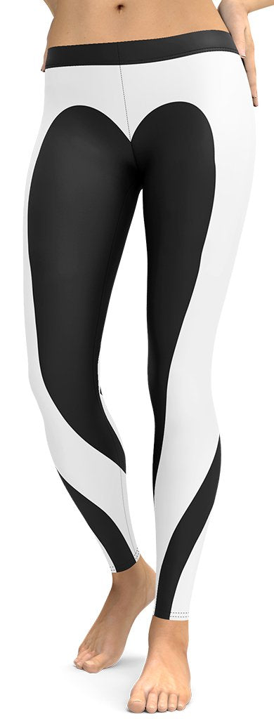Charcoal Black & White Heart Shaped Leggings