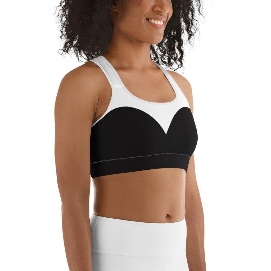 Charcoal Black & White Heart Shaped Sports Bra