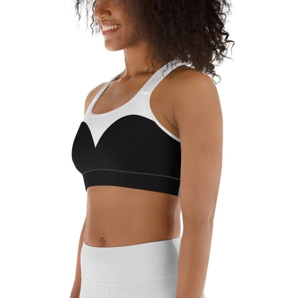 Charcoal Black & White Heart Shaped Sports Bra