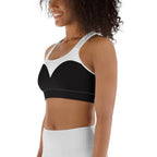 Charcoal Black & White Heart Shaped Sports Bra