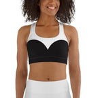 Charcoal Black & White Heart Shaped Sports Bra