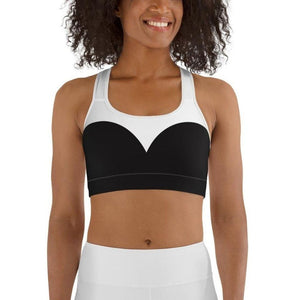Charcoal Black & White Heart Shaped Sports Bra