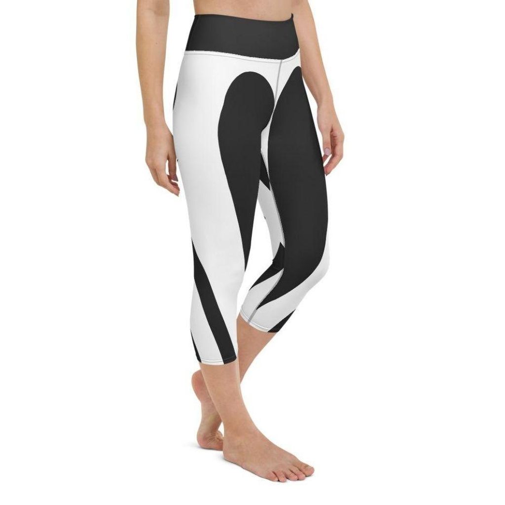 Charcoal Black & White Heart Shaped Yoga Capris