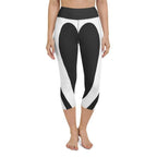 Charcoal Black & White Heart Shaped Yoga Capris