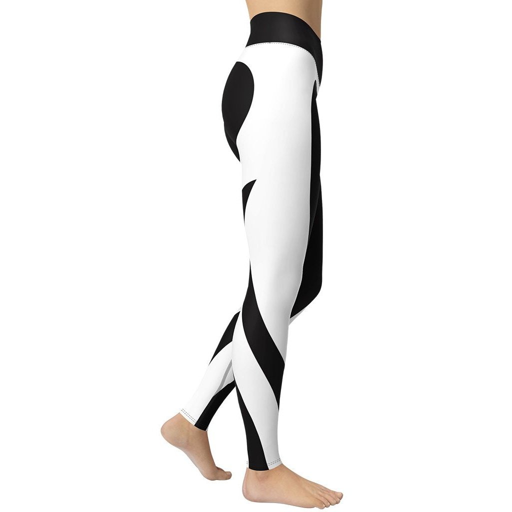 Charcoal Black & White Heart Shaped Yoga Leggings
