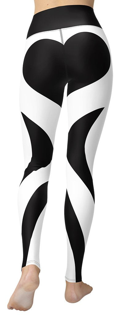 Charcoal Black & White Heart Shaped Yoga Leggings