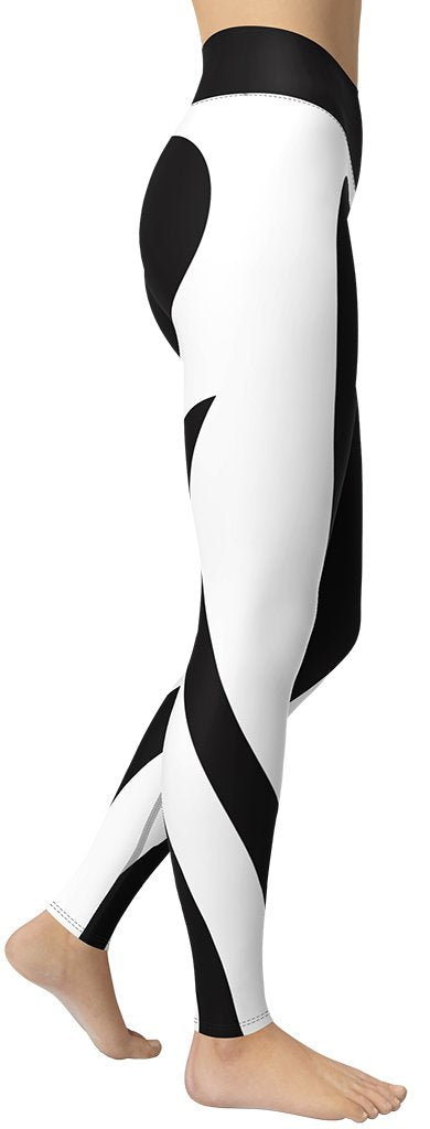 Charcoal Black & White Heart Shaped Yoga Leggings