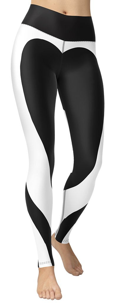 Charcoal Black & White Heart Shaped Yoga Leggings