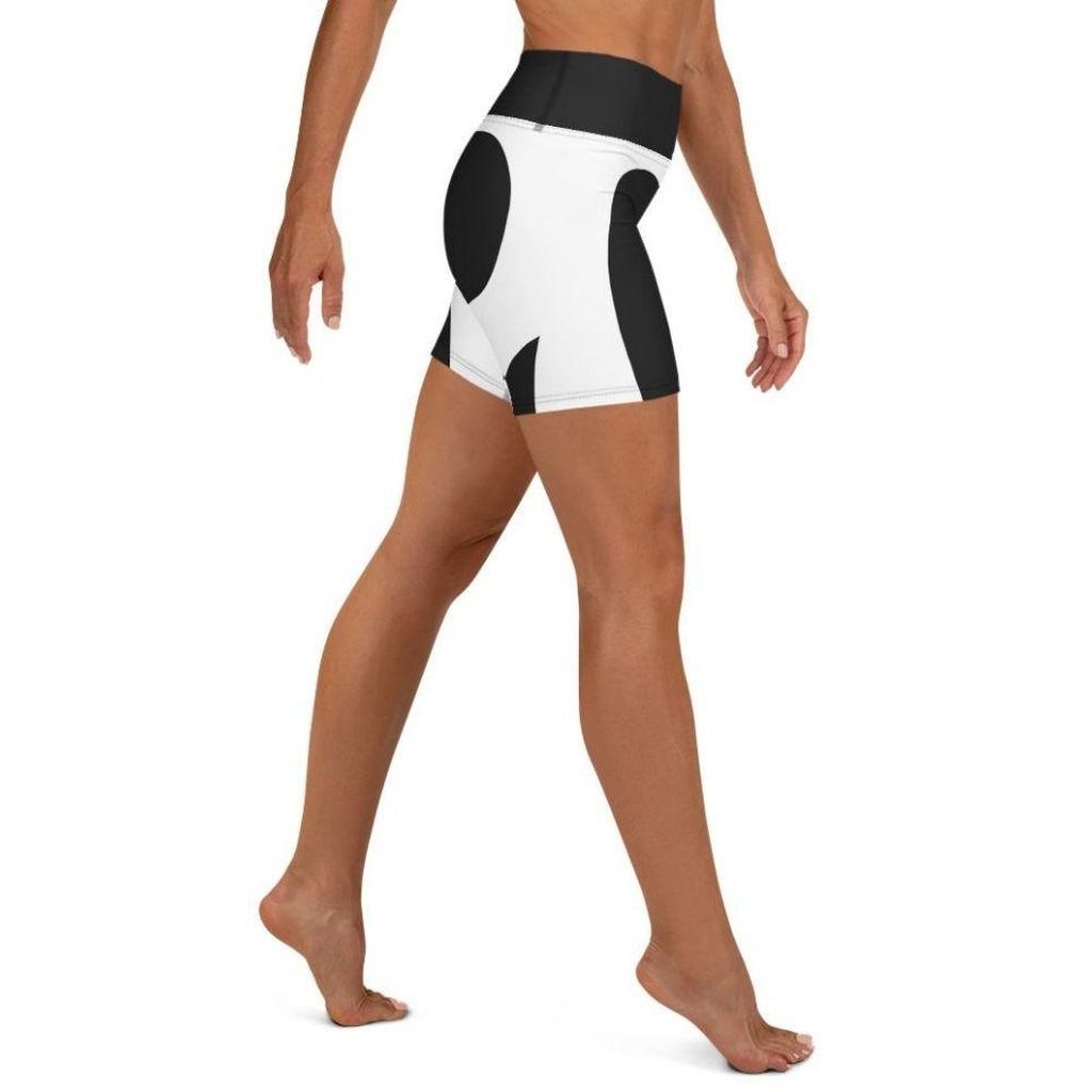Charcoal Black & White Heart Shaped Yoga Shorts