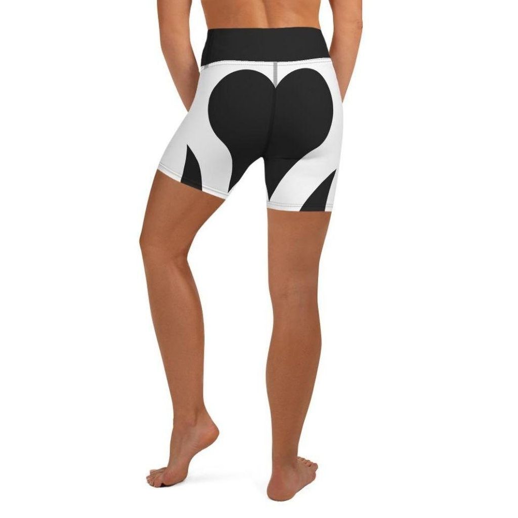 Charcoal Black & White Heart Shaped Yoga Shorts