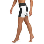 Charcoal Black & White Heart Shaped Yoga Shorts