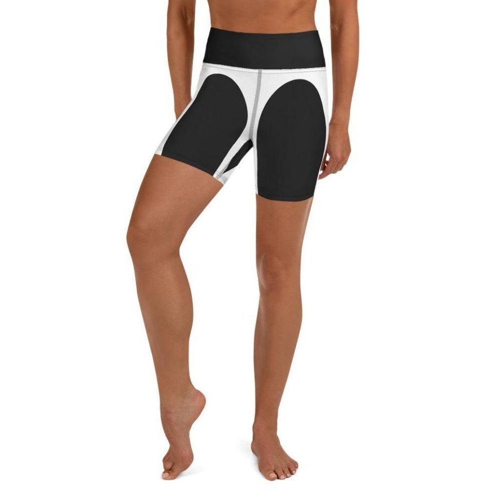 Charcoal Black & White Heart Shaped Yoga Shorts