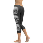 Charcoal Halftone Skull Capris