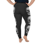 Charcoal Halftone Skull Plus Size Leggings