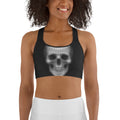 Charcoal Halftone Skull Sports Bra