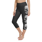 Charcoal Halftone Skull Yoga Capris