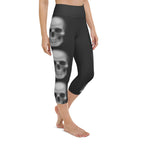 Charcoal Halftone Skull Yoga Capris