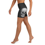 Charcoal Halftone Skull Yoga Shorts