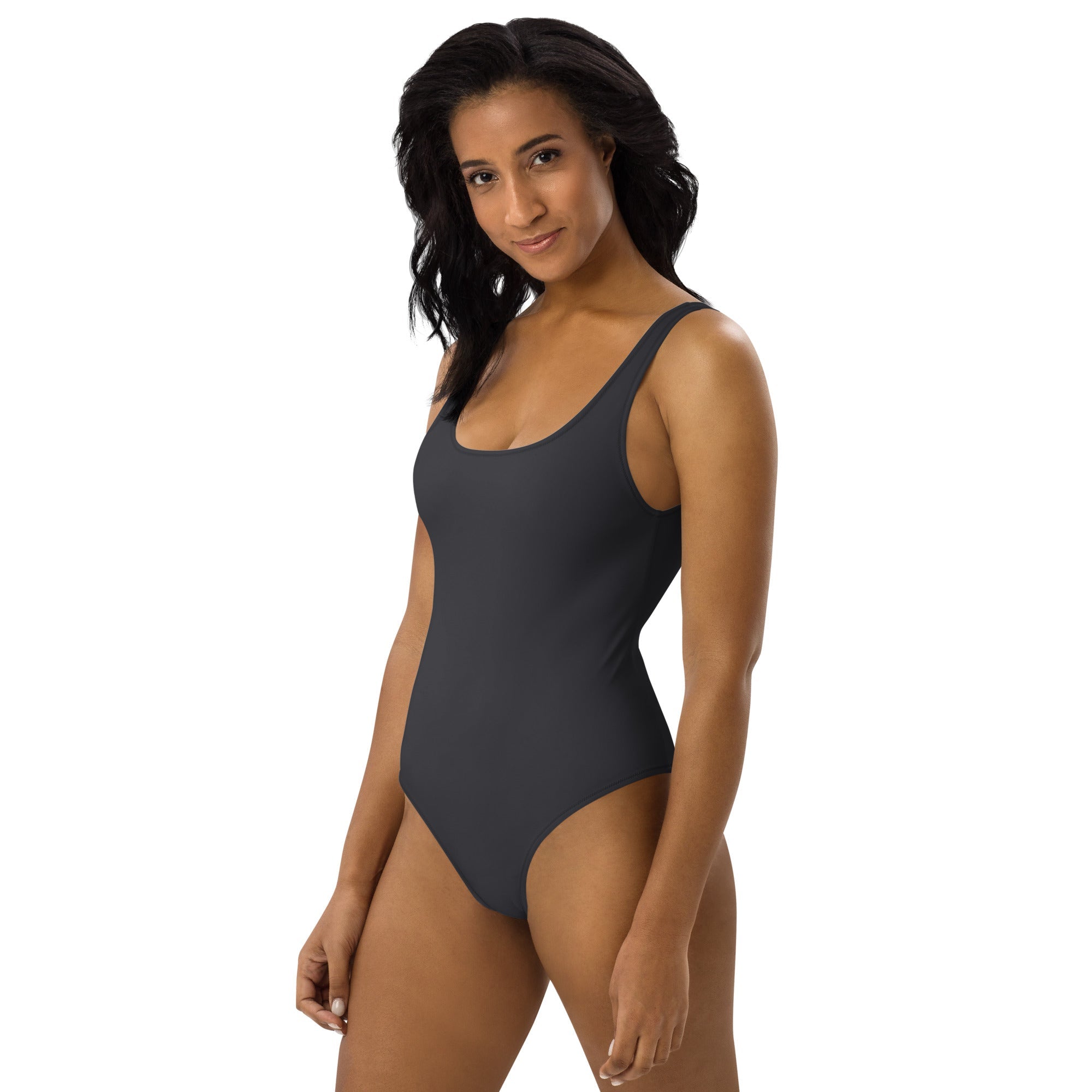 Charcoal Light Gray One-Piece Swimsuit
