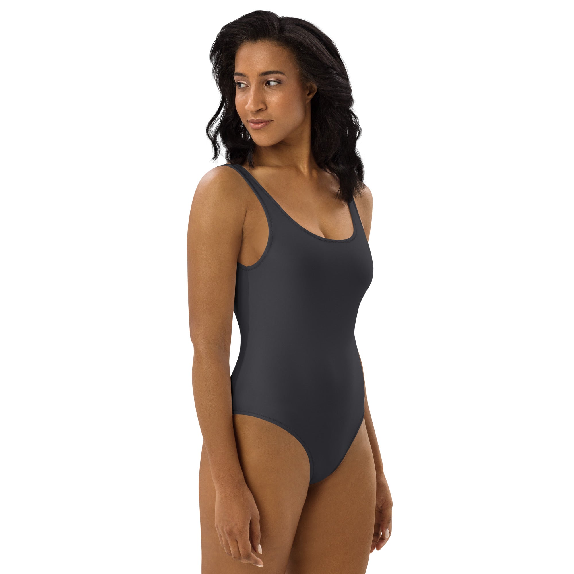 Charcoal Light Gray One-Piece Swimsuit