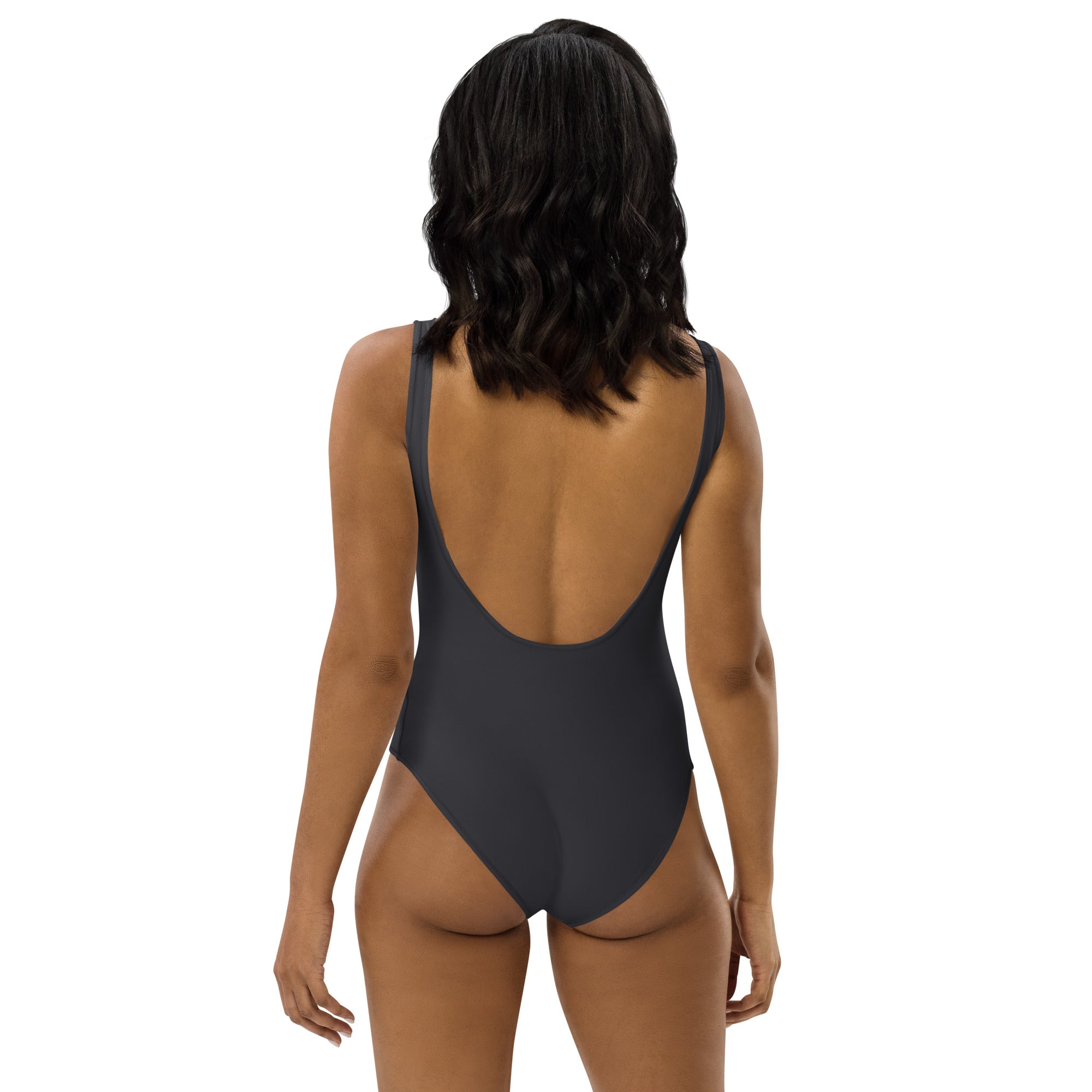 Charcoal Light Gray One-Piece Swimsuit
