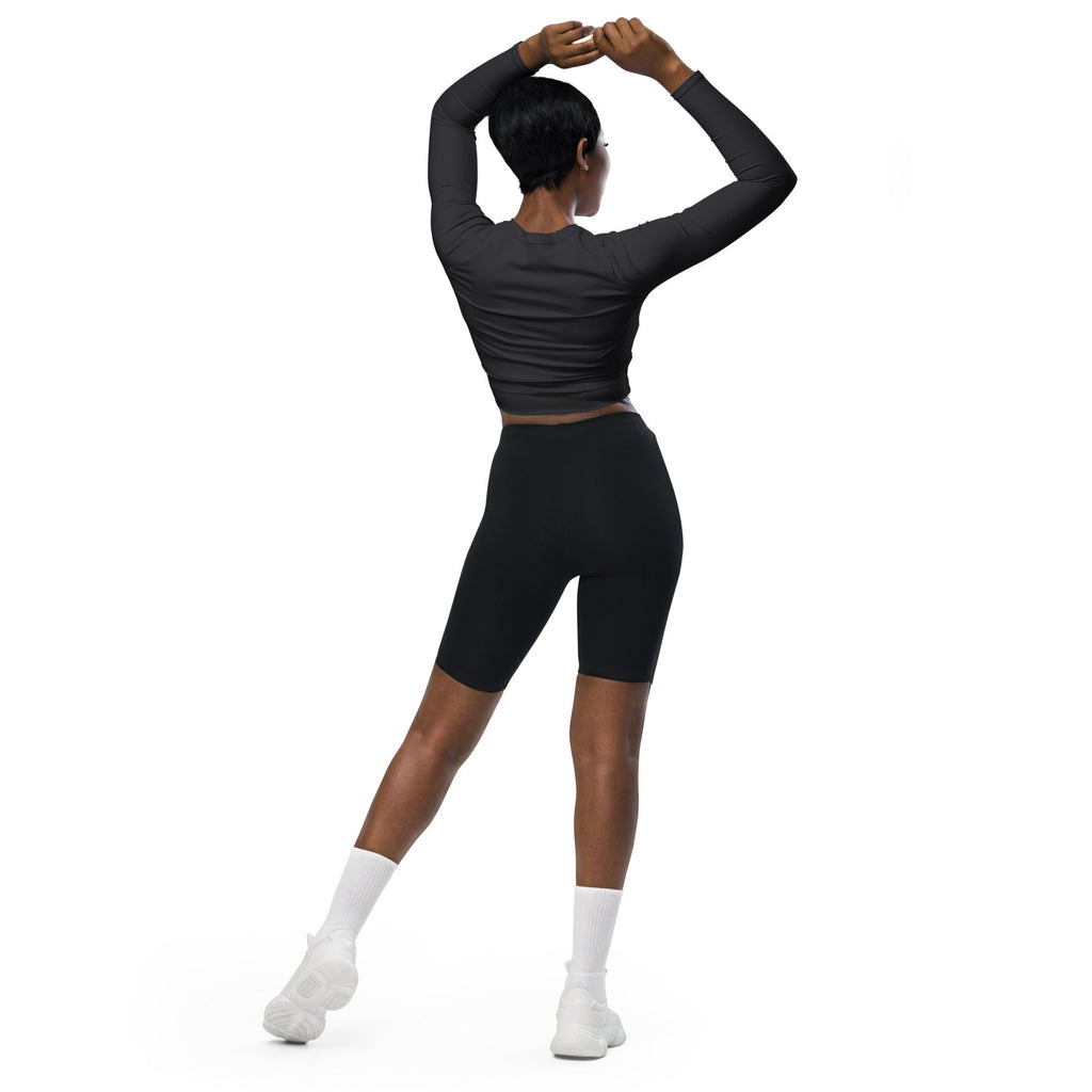 Charcoal Light Gray Recycled Long-sleeve Crop Top