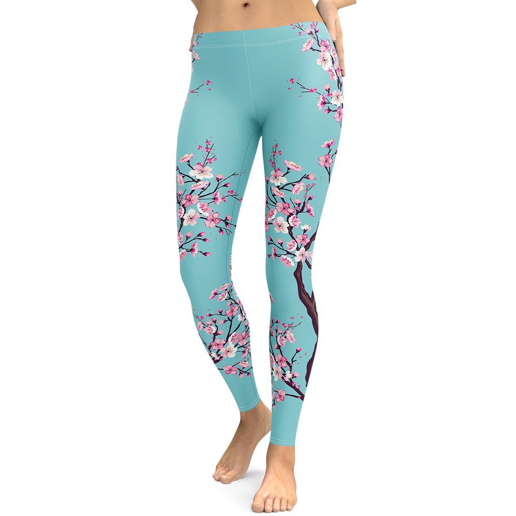 【saki】gypsophila Bo Bo leggings XS-S Tranquil Sky Blue Cherry Blossom Leggings | FIERCEPULSE