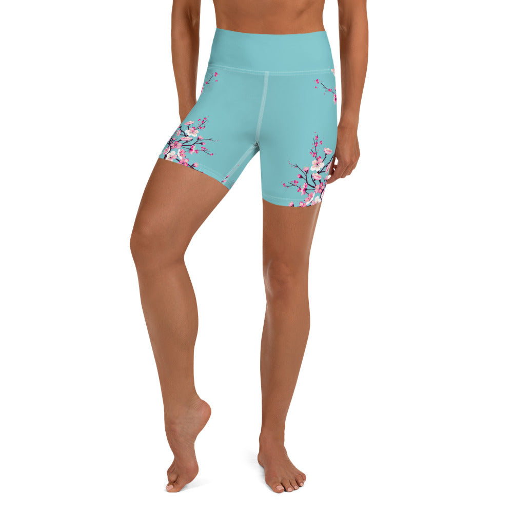 Cherry Blossom Yoga Shorts