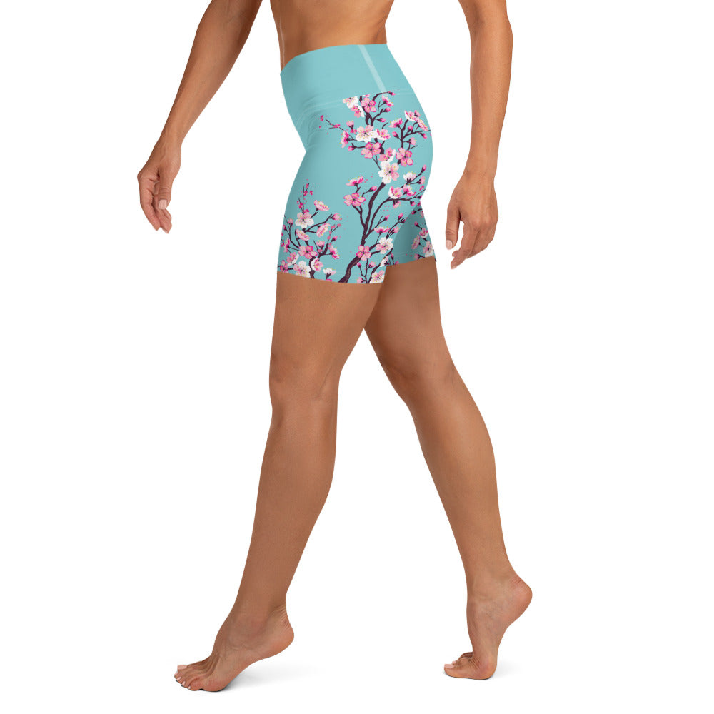 Cherry Blossom Yoga Shorts