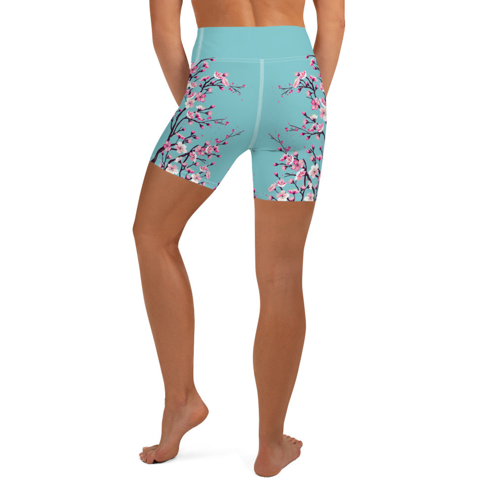 Cherry Blossom Yoga Shorts