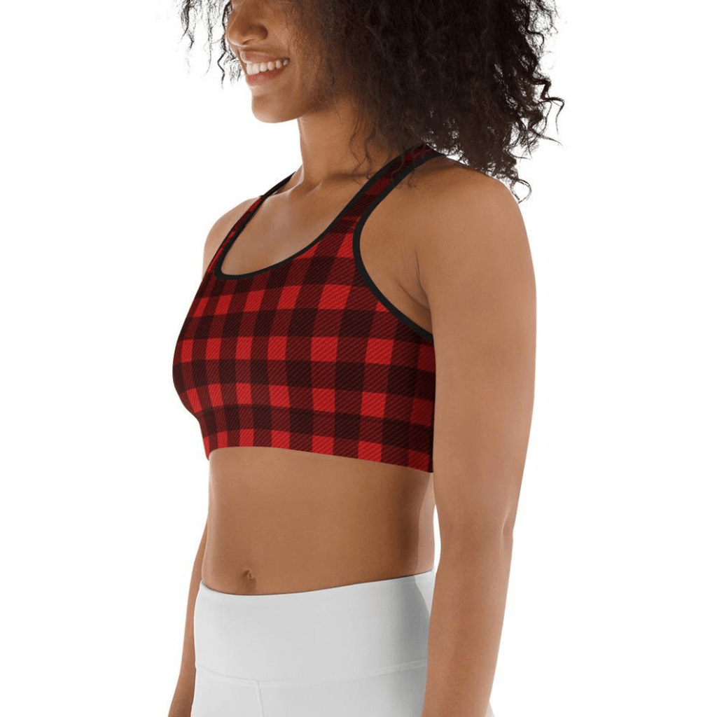 Christmas Buffalo Print Sports Bra