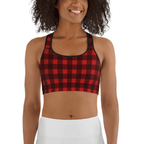Christmas Buffalo Print Sports Bra