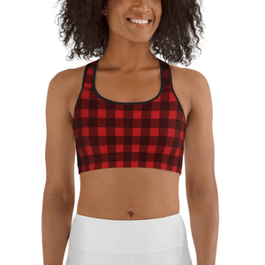 Christmas Buffalo Print Sports Bra