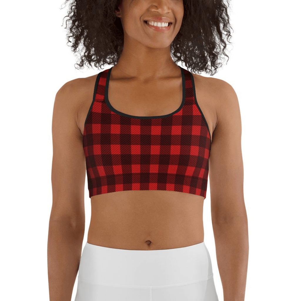 Christmas Buffalo Print Sports Bra