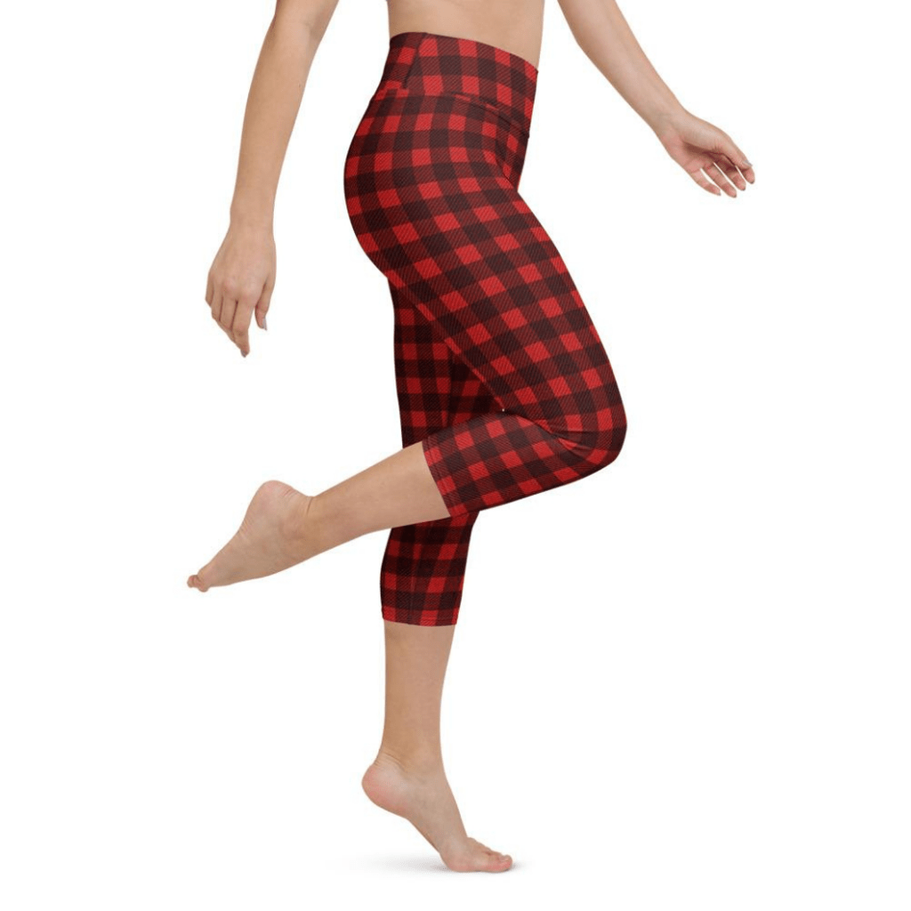 Christmas Buffalo Print Yoga Capris